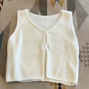 Cream Knit Sleeveless Cardigan